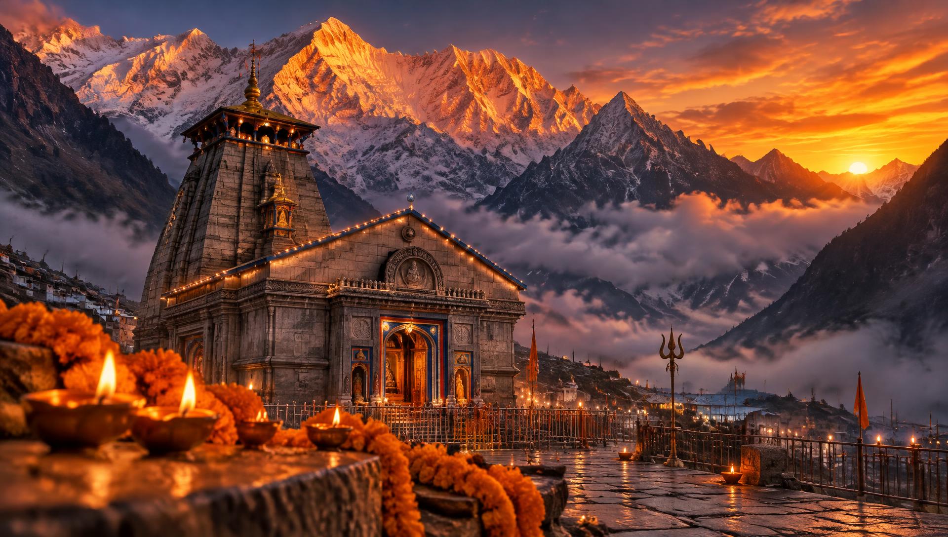 Kedarnath temple at dawn